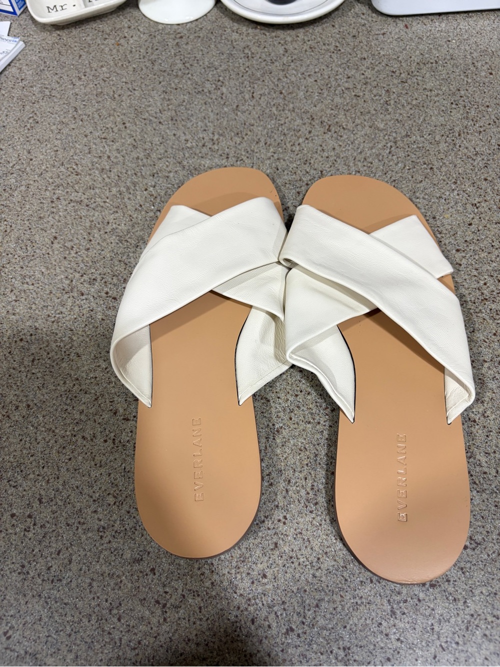 Everlane White Crisscross Slide Sandals